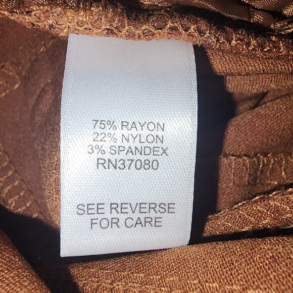 Est. 1946 Women's Mid Rise Pull On Brown Tapered Leg Pants Size 4 - Picture 6 of 6